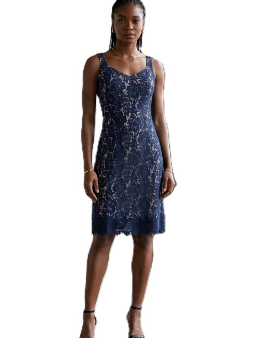 Blue sweetheart neck lace dress